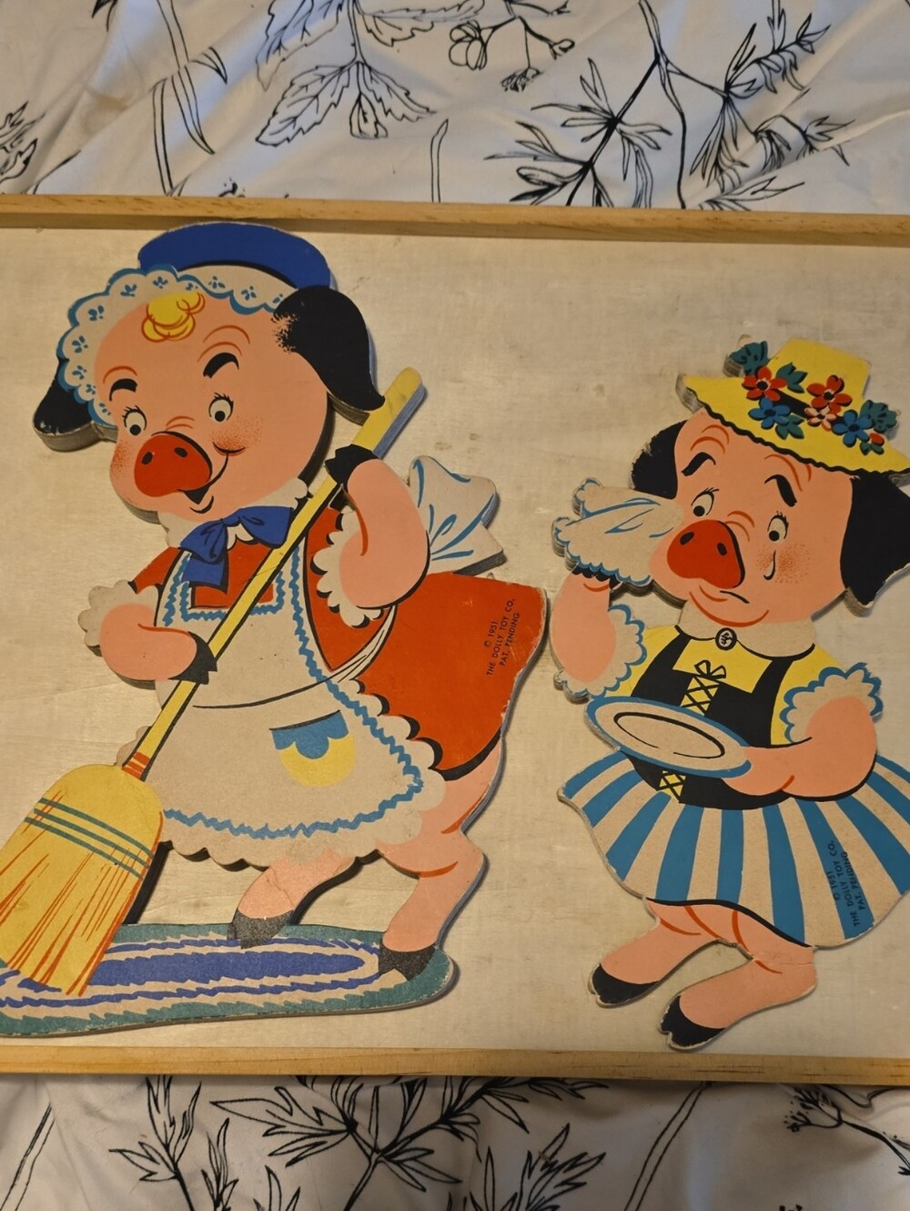Vintage Mother Goose This Little Piggy Wall Plaque Pair